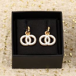 Designer Luxury Brass Earrings Famous French Brand Classic Double Letter Pendant Inlaid Swarovski Diamonds Women Charm Jewelry Girl Fashion Gift