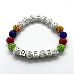 Strand Fashion Order Of The Eastern Star Society Logo OES Alphabet Charm Tag Handmade Bead Bracelet325S