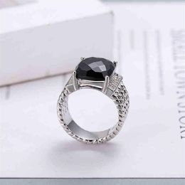Band Rings 18K Gold Dy ed Wire Prismatic Black Ring Women Fashion Platinum Plated Micro Diamond Trend Versatile Rings Style2891