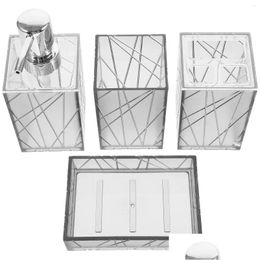 Bath Accessory Set 1 Bathroom Plastic Clear Soap Dispenser Toothbrush Holder Tray Counter Cup Drop Delivery Dhdbq