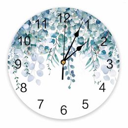 Wall Clocks Watercolour Plants Eucalyptus Leaves Rural Retro Printed Clock Modern Silent Living Room Home Decor Hanging Watch