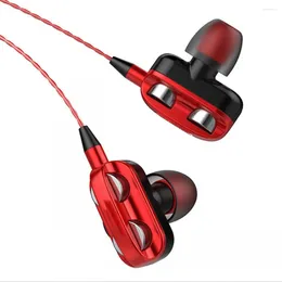 3.5MM Wired Headphones Noise Canceling In-Ear Subwoofer Earphone Dual Driver Bass Stereo Headset HiFi Music Earbuds With Mic