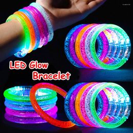 Party Decoration 10/15/30/50 Pcs LED Light Up Bracelets Neon Glowing Bangle Luminous Wristbands Glow In The Dark Supplies For Kids Adults
