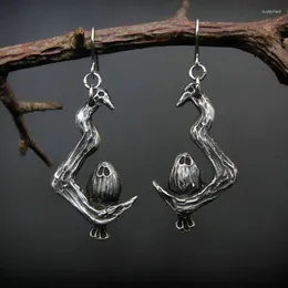 Dangle Earrings Vintage Bird Silver Colour For Women Party Engagement Boho Jewellery