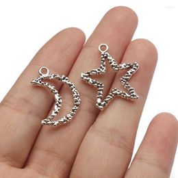 Charms 20Pcs Zinc Alloy Star Moon Frame Vintage Textured Hollow For DIY Earring Necklace Bracelet Jewelry Making Supplies