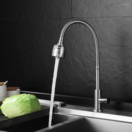 Kitchen Faucets 304 Stainless Steel Faucet Single Hole Pull Out Spout Sink Mixer Tap Multifunctional Outlet Mode Cold Water Effe