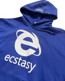 Streetwear Y2k Hoodie Sweatshirt Mens Harajuku Hip Hop Ecstasy Letter Graphic Print Oversized Pullover Hoodie Gothic Tops 240131