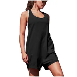 Women's Hoodies Women Sleeveless Solid Colour U-neck Jumpsuit Shorts Sports Overall Spring Official Store One Pieces