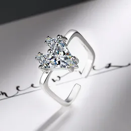 Cluster Rings Unique Triangle Cubic Zirconia For Women Crystal CZ Wedding Engagement Lady's Fashion Versatile Jewellery