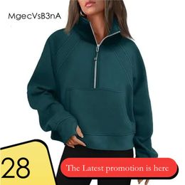 Lulumelon Yoga Set Scuba Hoodie Half Zip Women's Sports Sweater Loose Blazer Fitness Short Fleece Coat Sweatshirt 610
