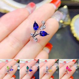 Cluster Rings FS Natural 4 6 Sapphire/Emerald/Topaz/Opal Open Ring S925 Pure Silver Fine Fashion Charm Weddings Jewellery For Women Factory