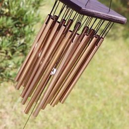 Wood and Metal Aeolian Bells Hanging 16 Tubes Wind Chimes Yard Garden Outdoor Living Windchimes Home Decor Christmas Gift Y200903234r