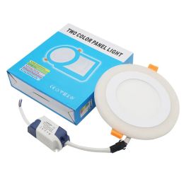 Umlight1688 Ultra Slim 6W 9W 18W 24W Round Concealed Dual Color LED Panel Light Cool White Lamp Downlight AC100-265V LL