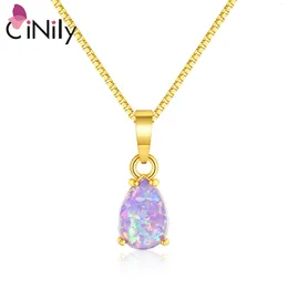 Pendant Necklaces CiNily Luxury Multicolor Fire Opal Water Drop Gemstone Dangle For Women Gold Plated Charm Summer Jewellery (With Necklace)