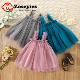 Girl Dresses Korean Version Mesh Wedding Party Baby Princess Dress Sweet Fashion Infant Sling Solid Color Breathable Girls Children'S C