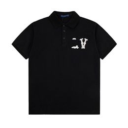 SS24 Show Mens Damier Jacquard Cotton Pique Smart Black With Embroidered Patch Men Leisure Office Sports Polos Man Tennis Shirt Oversize Polo 1AFJEL 5OCG