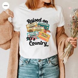 Women's T Shirts Raised On 90's Country Shirt Countyr Legends Tees Music Retor Graphic Women Summer Fashion Casual Tshirt