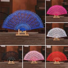 Decorative Figurines 1PC Summer Hand Held Fan Solid Colour Hollow Lace Flower Festival Wedding Party Gifts Crafts Art