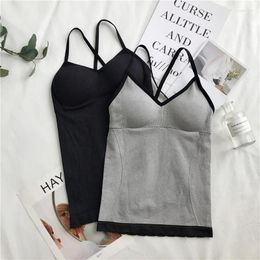 Women's Tanks Crop Top Sexy Women Built In Bra Padded Tank Female Breathable Fitness Camisole Tops Solid Slim Summer 2024 Vest Singlet