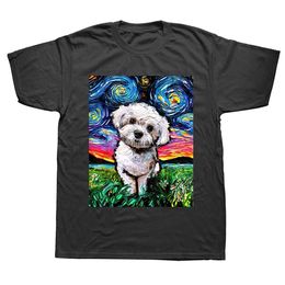 Men's T-Shirts Funny Maltese Poodle Dog Art T Shirts Graphic Cotton Streetwear Short Sleeve Birthday Gifts Summer Style T-shirt Mens Clothing