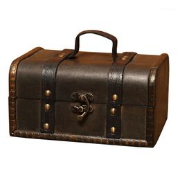Jewelry Pouches Bags Retro Treasure Chest Vintage Wooden Storage Box Antique Style Organizer For Wardrobe Trinket Buckle1294w