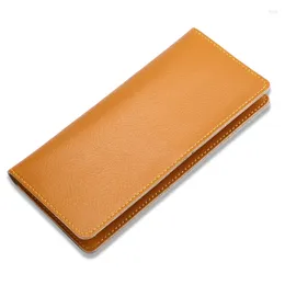 Wallets Genuine Leather Women Long Wallet Luxury Solid Money Slim Clutch Bag For Ladies Fashion Cowhide ID Holder Coin Purse