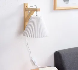 Wall Lamp Wooden With Plug For Bedroom Bedside Living Room Aisle Study Light Nordic Decoration