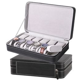 6/10/12 Girds Watch Suitcase Organizer Portable Zipper Watch Case Bracelets Mens and Womens Multifunctional Display Box 240123