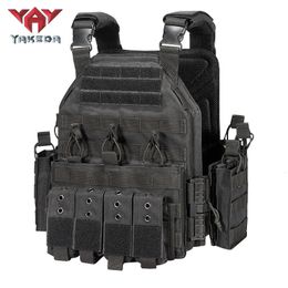 1000D Nylon Plate Tactical Vest Outdoor Hunting Military Combat Armor Vest Adjustable Modular CS Training Molle Vest 240125