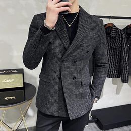 Men's Suits High Quality Double-Bbreasted Business Suit Men Slim Incrassation Luxurious Wedding Dress Blazers Male Casual Jackets 3XL-M