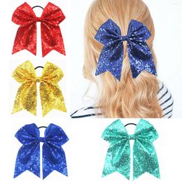 Hair Accessories 8inch Bling Sparkly Glitter Sequins Bows Scrunchies For Children Kids Elastic Band Rubber Ties