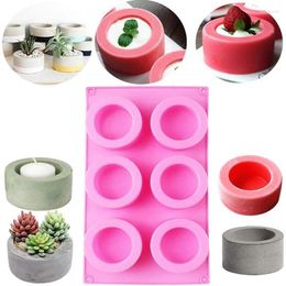 Craft Tools 6 Holes Silicone Concrete Molds Flower Pot Cement Mold Planter Succulent Plant Gypsum Flowerpot Holder Home Decor DIY Clay Mould