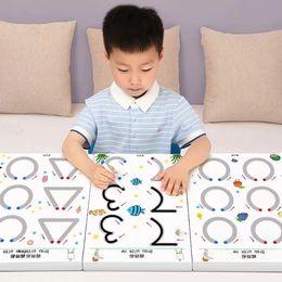 Montessori Drawing Pen Control Shape Math Colour Match Game Children Magical Tracing Set Toddler Activities Educational Toy Books 240124