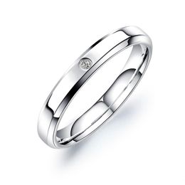 10-year-old factory direct micro-diamond stainless steel ring titanium couple ring smooth simple single diamond ring 297L