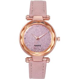 Casual Star Watch Sanded Leather Strap Silver Diamond Dial Quartz Womens Watches Ladies Wristwatches Manufactory Whole2378