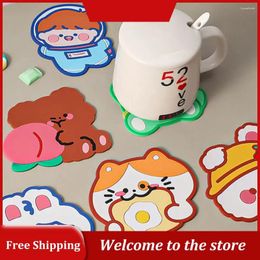 Table Mats Cute Cartoon Shaped Tea Coaster Cup Holder Mat Coffee Drinks Drink PVC Pad Placemat Anti Scald Skid For Home