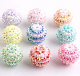 Beads OYKZA Chunky Resin Strips AB Rhinestone Ball Beads for Kids Girls Jewellery Beaded Necklace Making 20mm 100pcs