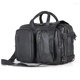 Briefcases A4 Vintage Black Brown Coffee Genuine Leather Executive Men Briefcase Backpack Business Travel Messenger Bag Portfolio M7014