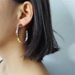 Big Size Exaggerated Irregular Multicoloured Crystal Earrings for Women Baroque Geometric Earring Jewellery Brinco240q