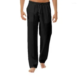 Men's Sleepwear Size Plus Linen Solid Casual Sleep Pants Sports Yoga Comfortable Outdoors Trousers Bottoms Pajamas Home Loose Cotton