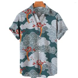 Men's Casual Shirts Large Longtu Leopard Single Breasted Polo Neck T-shirt 3D Hawaiian Shirt Printed Fashion Short Sleeve Beach Top