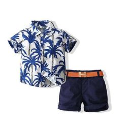 Clothing Sets Kids Baby Boy Clothes Girls Jacket Summer Short Sleeve Floral Printed Shirt Shorts Pants Outfit Children Set Boys Drop Otnyn