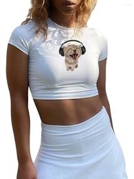 Women's T Shirts Y2K Printed Short Sleeve Crop Top For Women Cute Sexy Punk Graphic Shirt E-Girls Teen Special Tee Streetwear