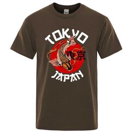 Men's T-Shirts Tokyo Koi Fish Funny Men Tshirt Casual Cotton Breathable Short Sleeve Oversized Tops O-Neck T Shirt Vintage Casual Short Sleeve