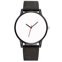 Wristwatches Disassembled Sublimation Blank Face Leather Watch Men White Dial Quartz226u