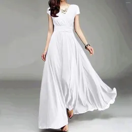 Casual Dresses 2024 Women Spring Summer Cotton Linen Elegant Ladies Pleated Long White V Neck Lace Up Bow Vestidos Robe