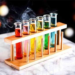 6 Piece Lot Test Tube Cocktail Glass Set With Rack Stand Bar KTV Night Club Home Party S Glasses Tipsy Holder Wine Cup 210827229e