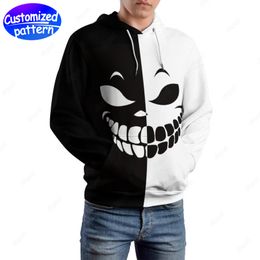 designer Men Hoodies & Sweatshirts black white skeleton hip-hop rock Custom patterned caps Athleisure sports outdoor wholesale hoodie Men Clothing big size s-5xl