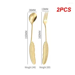 Forks 2PCS Creative Spoon Smooth And Easy To Clean Surface Feather Handle Design Resistant Scratches