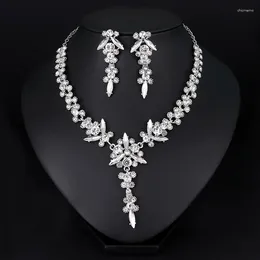 Necklace Earrings Set Wedding For Charming Women Dresses Dating Accessories Glass Crystal Sets A